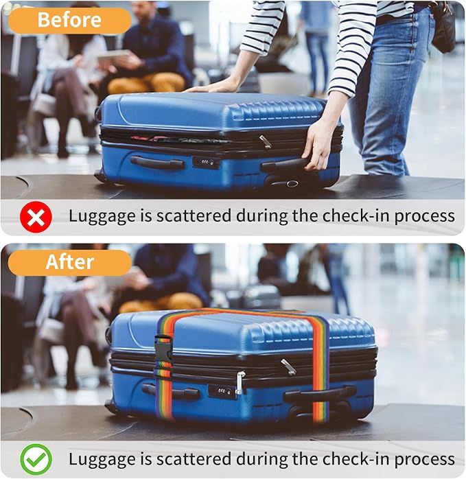 BILIONE 4 Pack Luggage Straps 79" Long Belts Keep Suitcase Secure While - Image 6