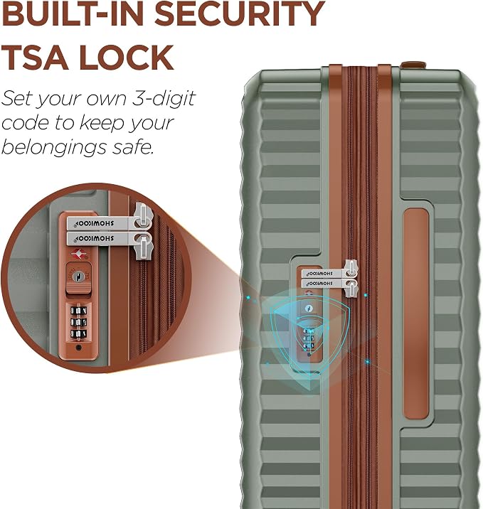 SHOWKOO Luggage Sets 3 Piece Hardside Expandable Suitcase - Image 8