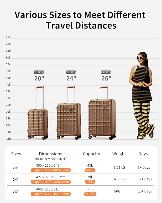 aji Expandable Top Opening Carry On Luggage Airline Approved, 20 Inch - Image 11