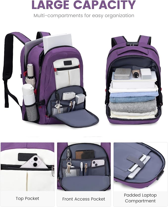 LOVEVOOK Travel Laptop Backpack Waterproof Anti Theft Backpack - Image 2