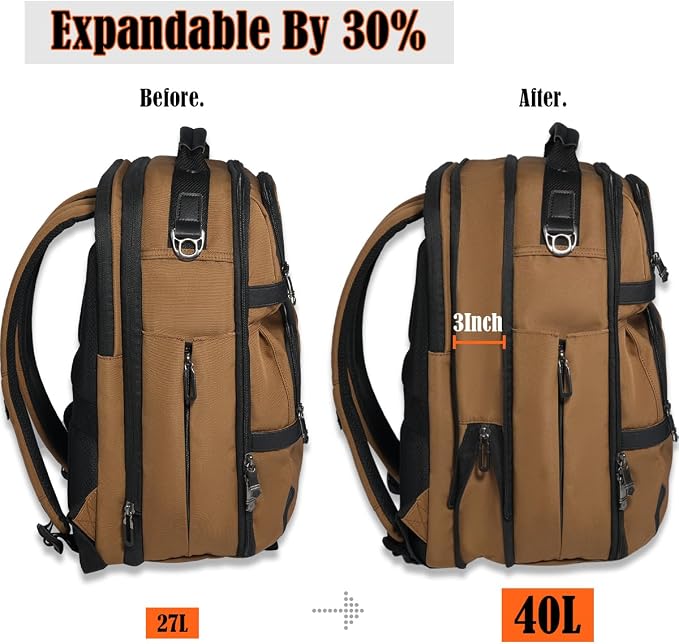 WELKINLAND 20-Pockets Travel Backpack, Carry-On luggage backpacks, 16-Inch - Image 8