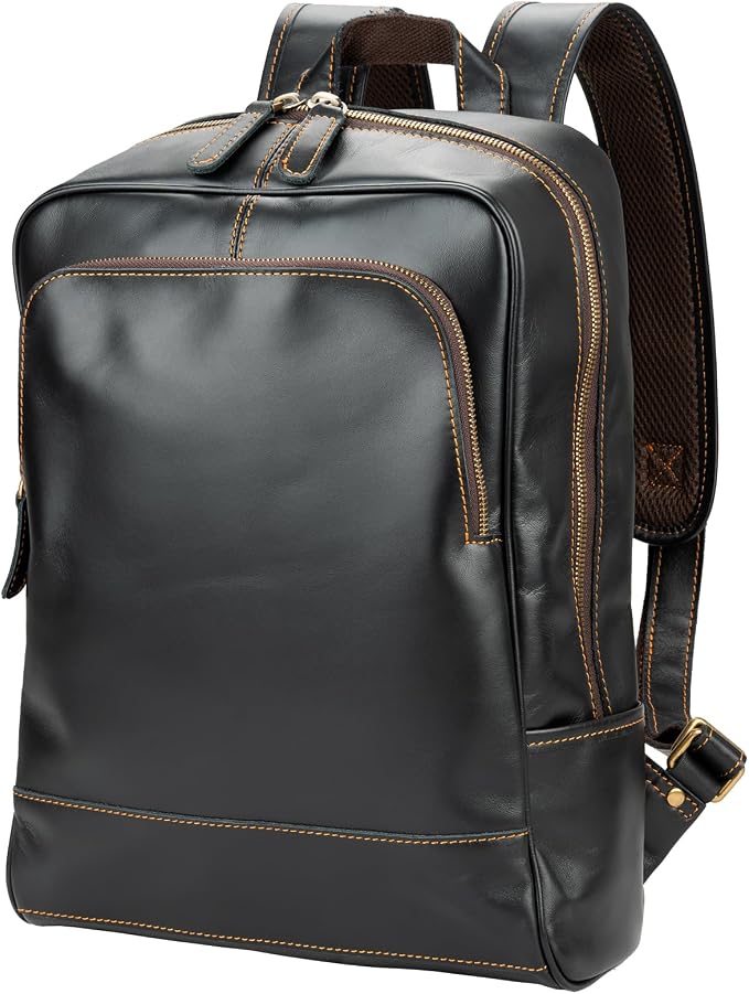 Leather Backpack for Men 15.6" Laptop Backpack 100% Madagascar top-Grain by Unknown