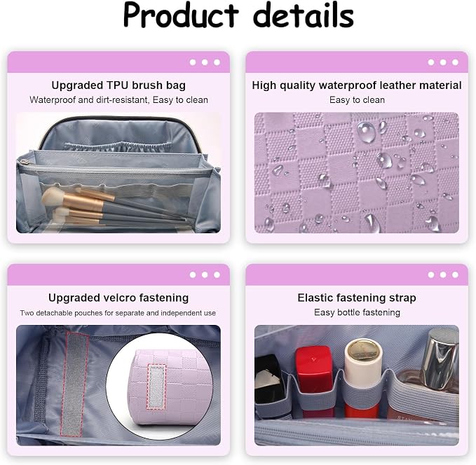 Travel Makeup Bag Organizer Cosmetic Bag: 3 Pcs Set Make up Bags - Image 4