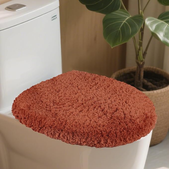 Microfiber Elongated Toilet Seat Cover 19.5"x 15" Machine Washable Solid Toilet - Image 7