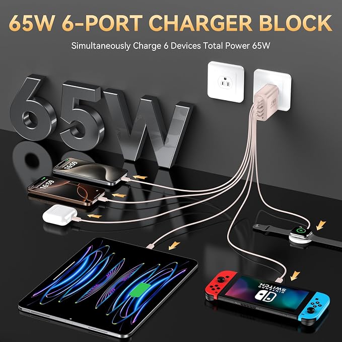 USB C Fast Charger Block, iPhone Charger Fast Charging Blocks 65W Multi Port - Image 3