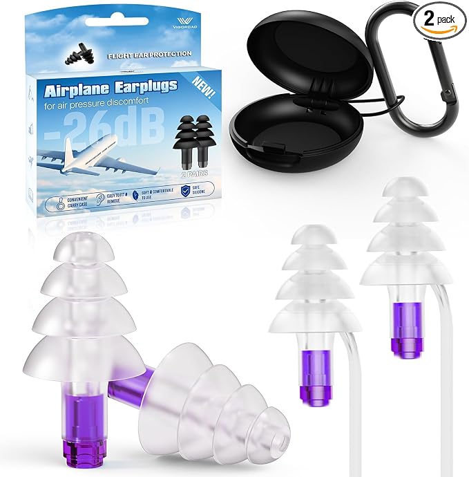 Ear Plugs for Airplane Pressure Relief, 2 Pairs Kids 6+, Adults/Small Canal by VIGOROAD