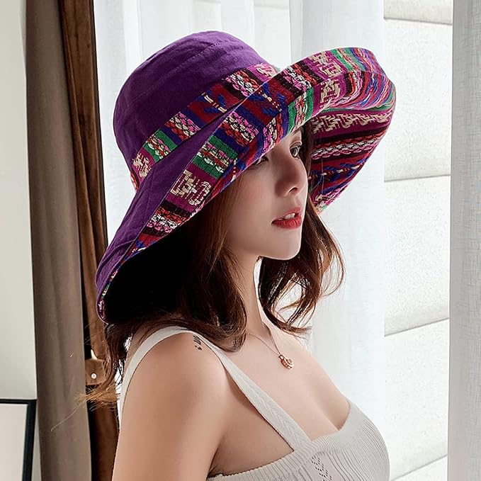 Women Wide Brim Sun Hats Metal Wired Edge Summer UV Protection Beach Fishing Hat - Image 9