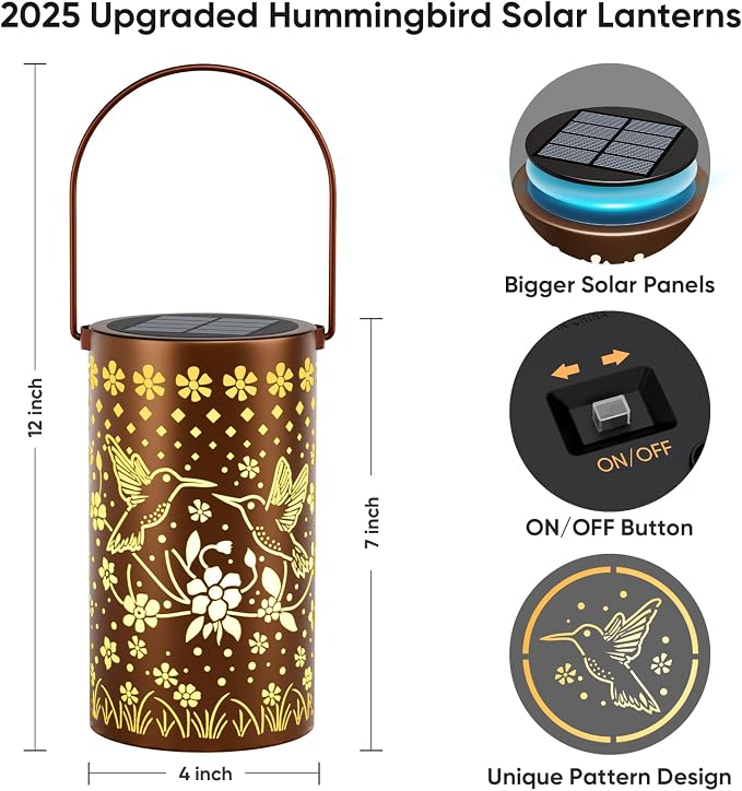 Hummingbird Solar Lanterns Outdoor Waterproof: Gardening Decor Unique Birthday - Image 5