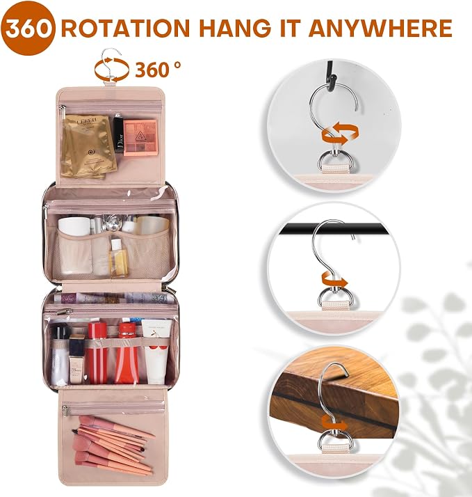 Hanging Toiletry Bag for Women Travel, 2 Sizes Large & Small Waterproof - Image 5