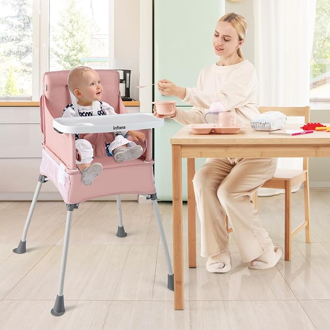 INFANS Baby High Chair, Foldable Portable Highchair - Image 2