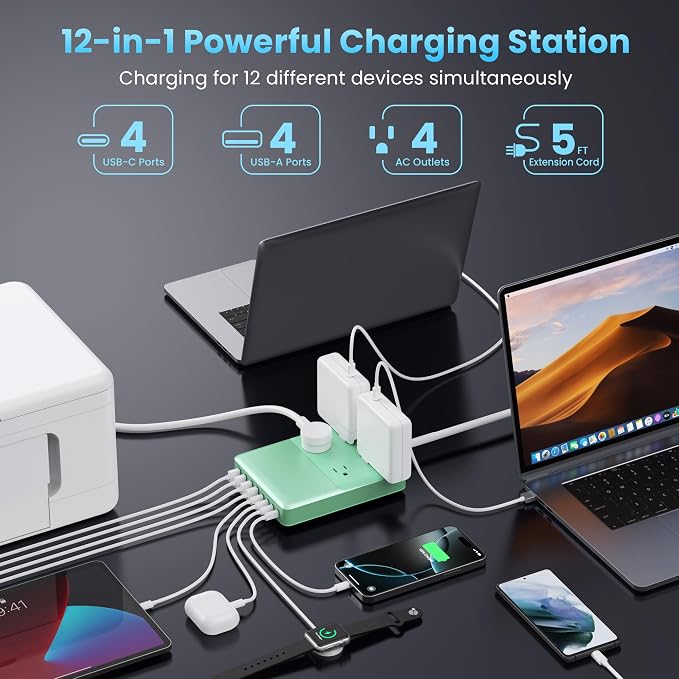 12-in-1 Charging Station USB C Power Strip - Image 2