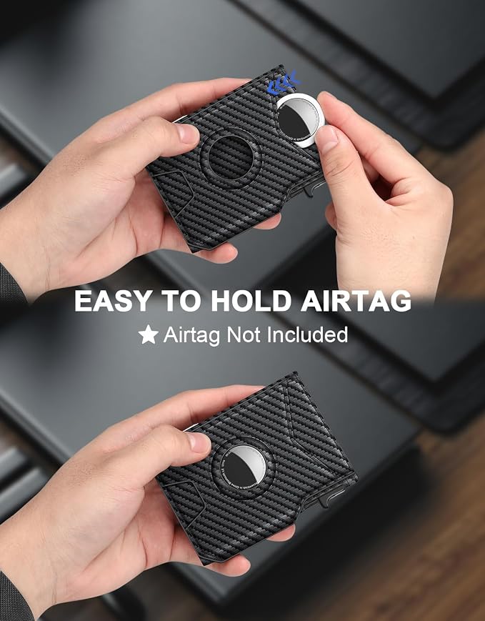 Airtag Wallet for Men, Minimalist Slim Mens Wallet Smart Pop Up Credit Card - Image 3