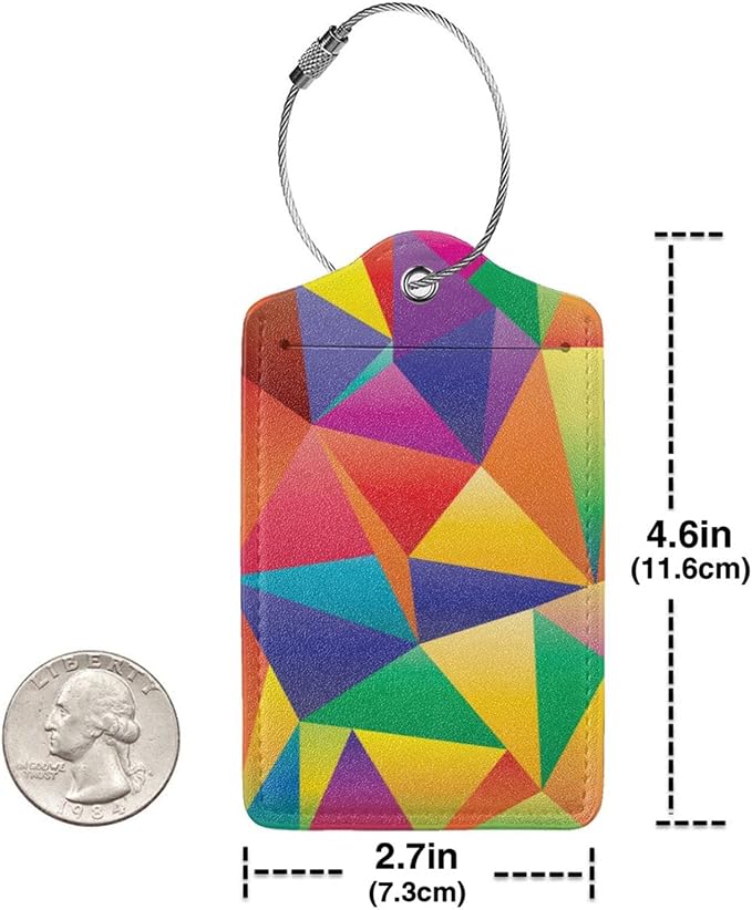 2 Pcs Luggage Tags for Suitcases Unique, Bright Rainbow Leather Baggage Tag - Image 5
