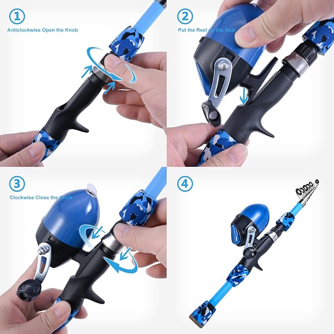 LEOFISHING 170cm/5.6ft Kids Fishing Rod Set Portable Telescopic Kids Fishing - Image 3