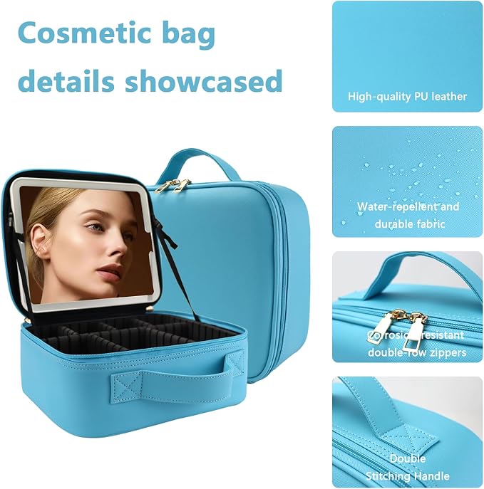 Travel Makeup Bag for Women and Makeup Artists Cosmetic Organizer Large Makeup - Image 2