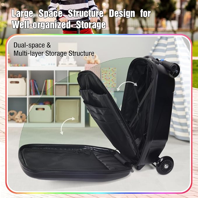 20" Scooter Suitcase for Kids, 2-in-1 Ride On Luggage - Image 4