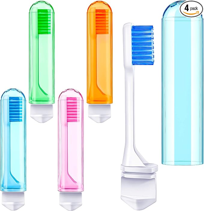 Patelai 4 Pieces Travel Toothbrush Set, Soft Bristle Mini Foldable Tooth Brush by Patelai