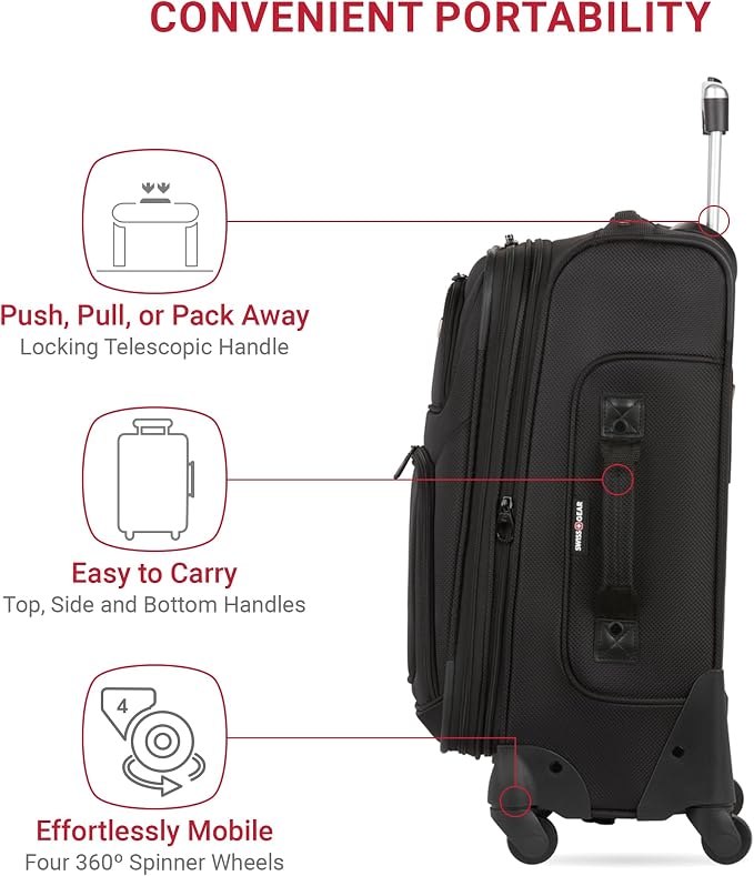 SwissGear Sion Softside Expandable Luggage, Checked-Medium 25-Inch - Image 2