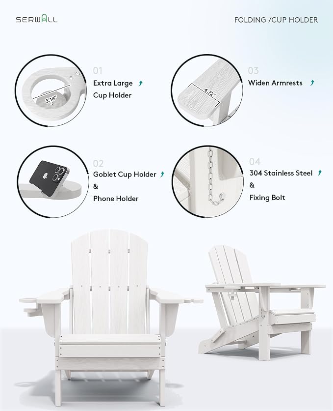 SERWALL Adirondack Chair with Cup Holders - Image 7