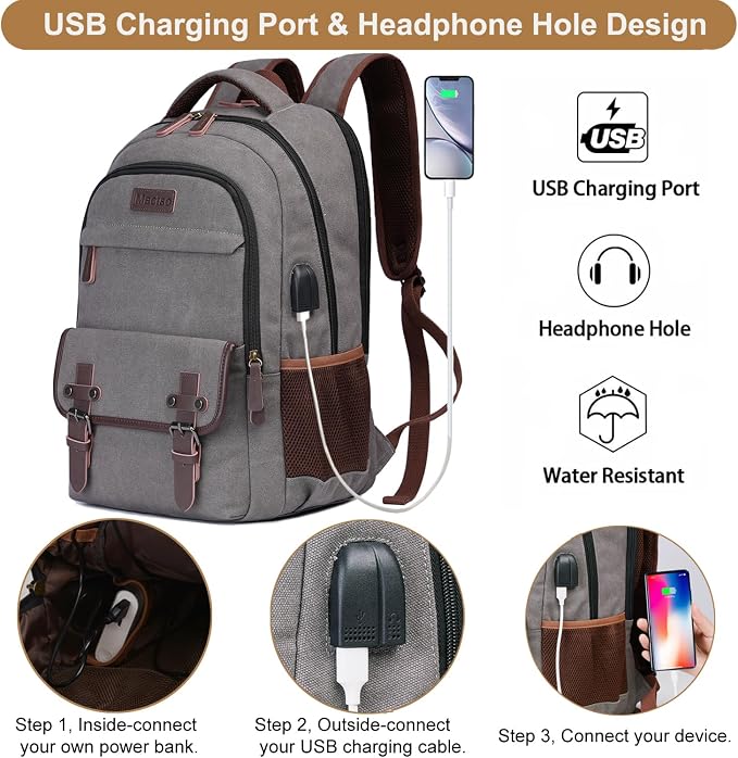 Mactso Canvas Travel Laptop Backpack - Image 2