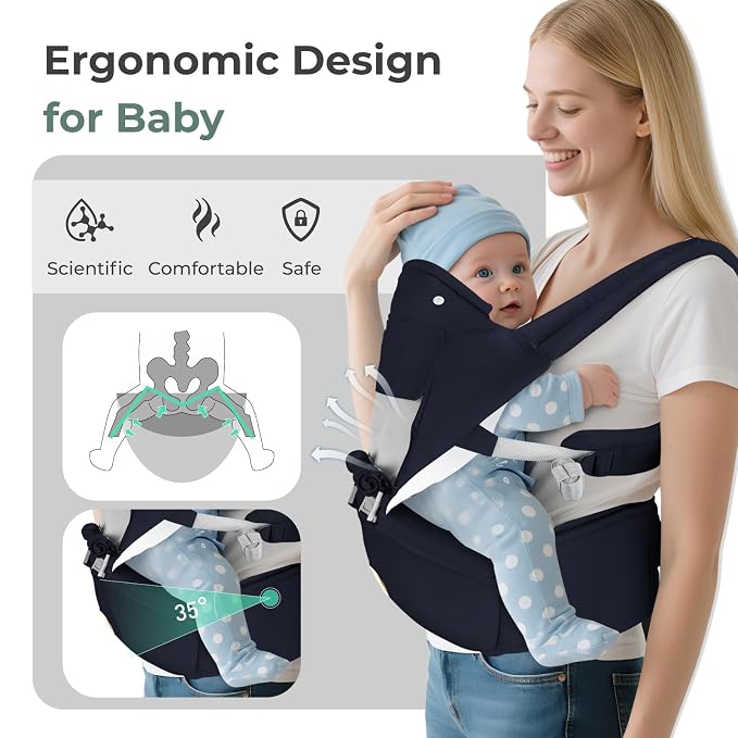 FRUITEAM Baby Carrier Newborn to Toddler, 6-in-1 Ergonomic & Adjustable Baby - Image 3