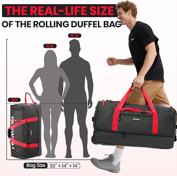Fanwoli 30'' Rolling Duffel Bag - Image 6