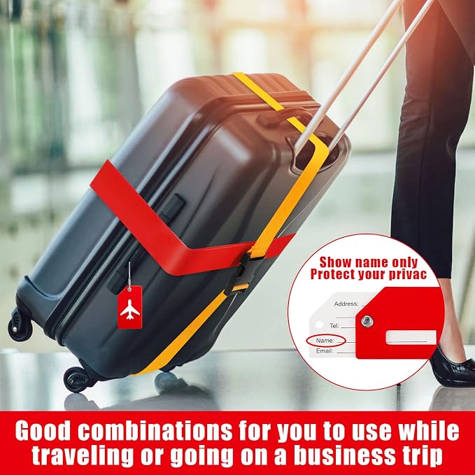 Weewooday 8 Pcs Luggage Straps Suitcase Tags Set - Image 5