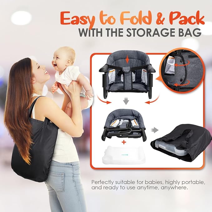 Hook On Chair with Removable Dining Tray, Portable Hook-On Chairs with Storage - Image 5