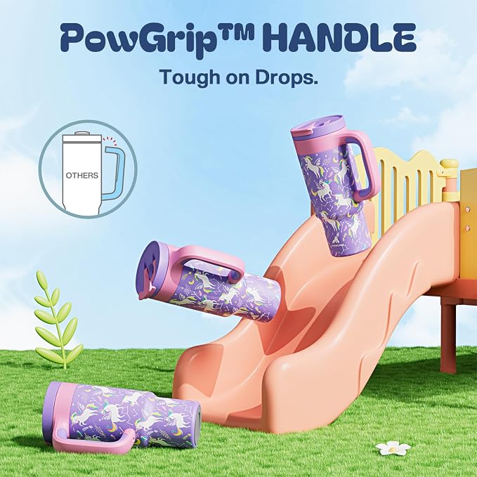 24 oz Kids Tumbler with Handle: Leakproof, Stainless Steel Cup with Straw Lid - Image 4