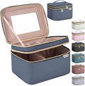 Large Makeup Bag with Mirror Double Layer Travel Make Up Organizer Case by HXLGMD