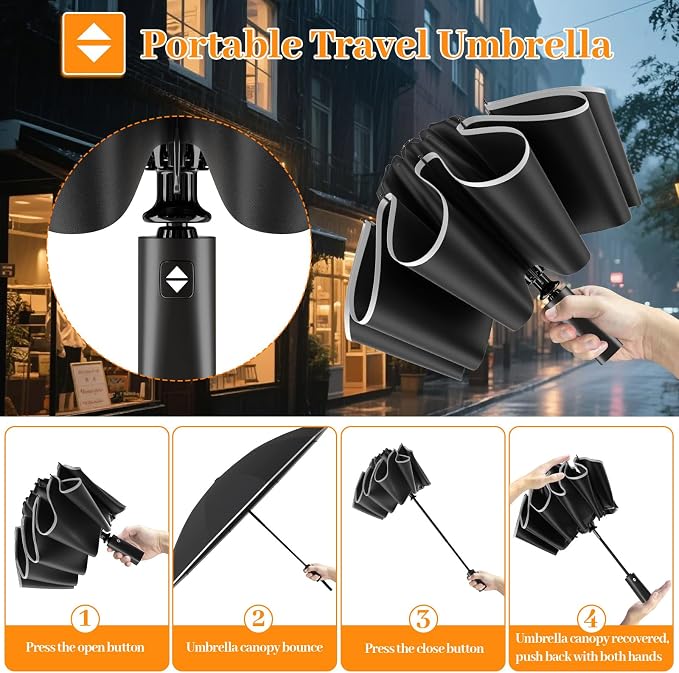 Travel Umbrella Superior, Beautiful & Compact, Large Strong but Light Portable - Image 6