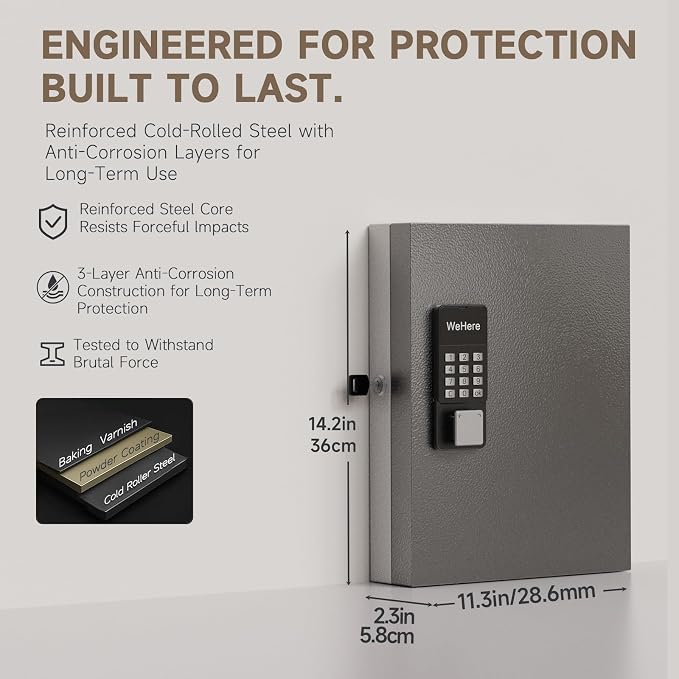 WeHere 32 Key Lock Box Wall Mount, Smart Key Cabinet - Image 2