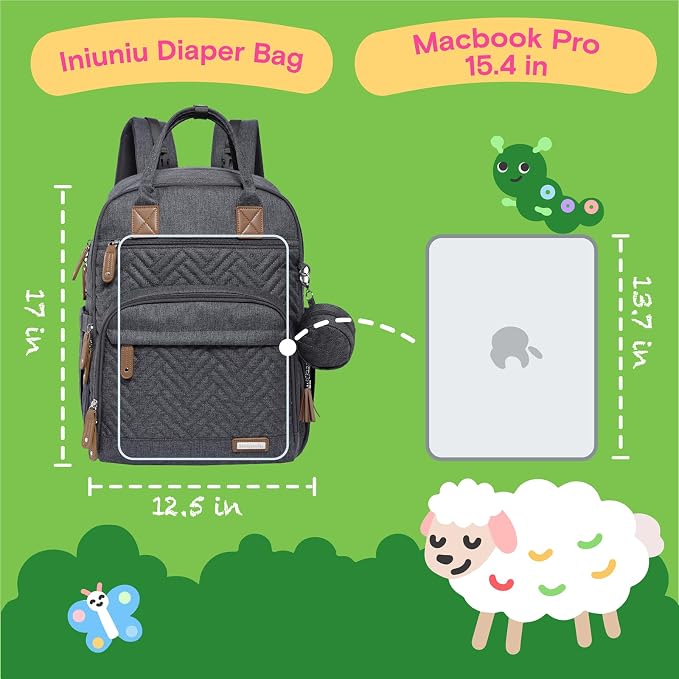iniuniu Diaper Bag Backpack, 4 in 1 kit Large Unisex Baby Bags - Image 7