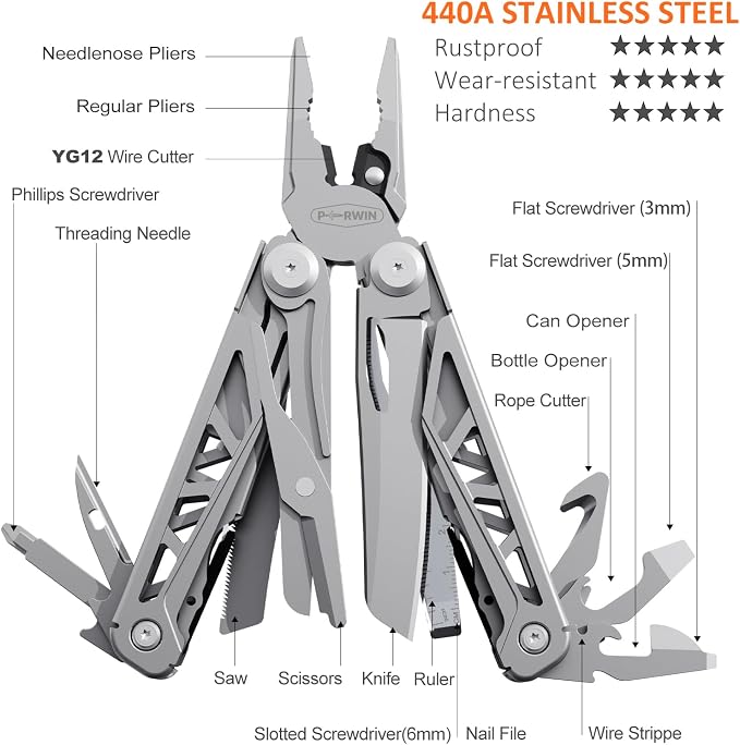 Multitool, 17-in-1 Stainless Steel Multi Tool Pliers - Image 2
