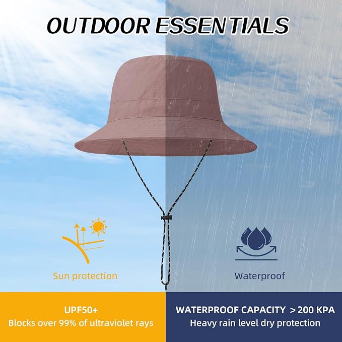 Durio Waterproof Bucket Hats for Woman UPF 50+ Sun Hat UV Protection Packable - Image 2