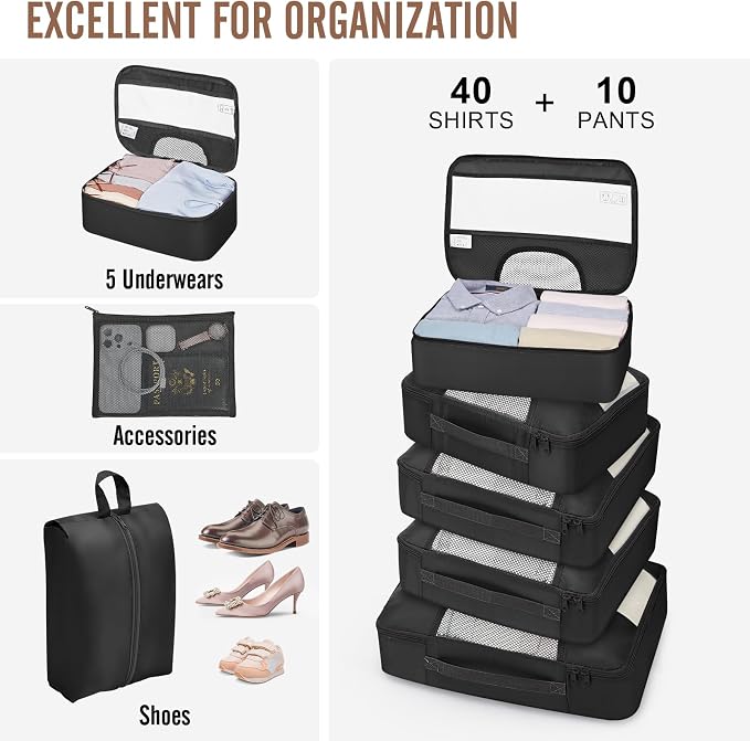 Veken 10 Set Packing Cubes for Travel Essential, Suitcase Organizer Bags in 4 - Image 5