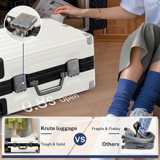 Krute Luggage 24 Inch Aluminum Frame Zipperless Suitcase - Image 6
