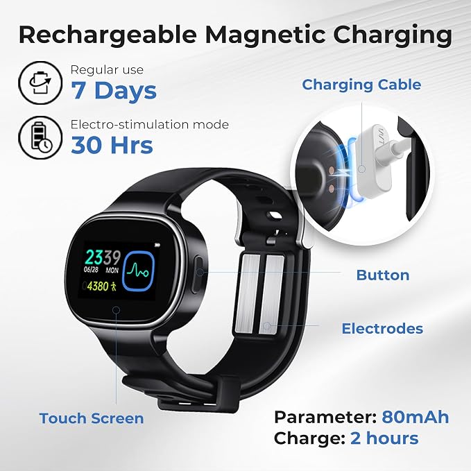 EmeTerm Smart FDA-Cleared Anti-Nausea Wristwatch Touchscreen IP67 Waterproof - Image 7