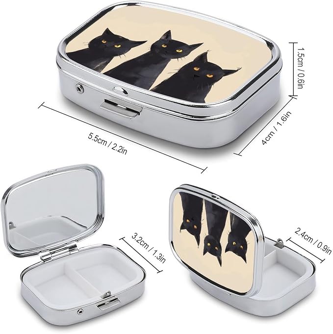 Metal 2 Compartment Pill Organizer Travel Friendly Portable Compact Pill Box - Image 2
