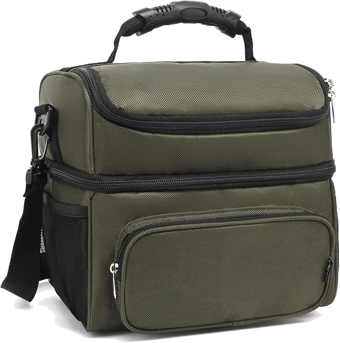 FlowFly Double Layer Cooler Insulated Lunch Bag Adult Lunch Box Large Tote Bag by FlowFly