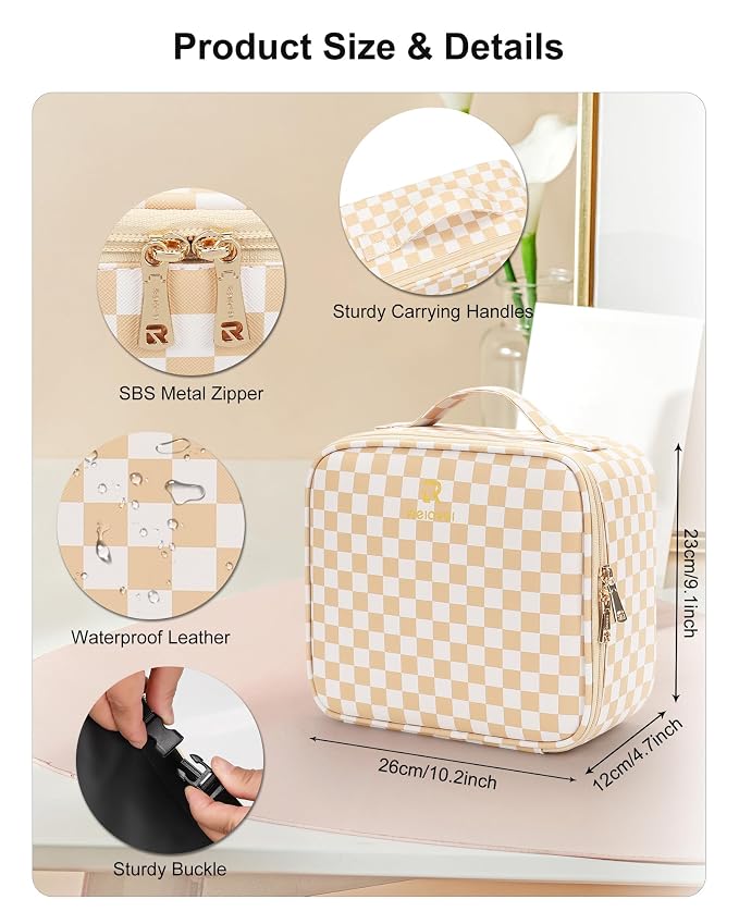 Relavel Travel Makeup Bag With LED Mirror, Cosmetic Train Case with Light up - Image 2