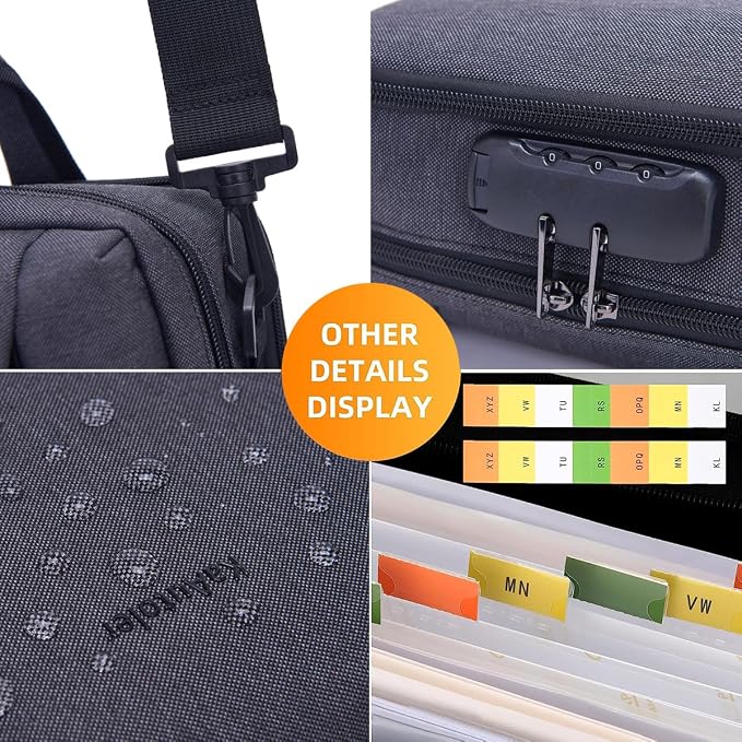 Heavy Duty Accordian File OrganizerwithHandle&Combination Lock, 26 Pockets - Image 3