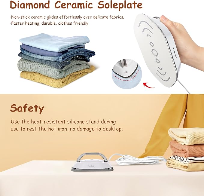 Newbealer Travel Iron with Global Voltage, 100-240V Mini Dry Iron - Image 8