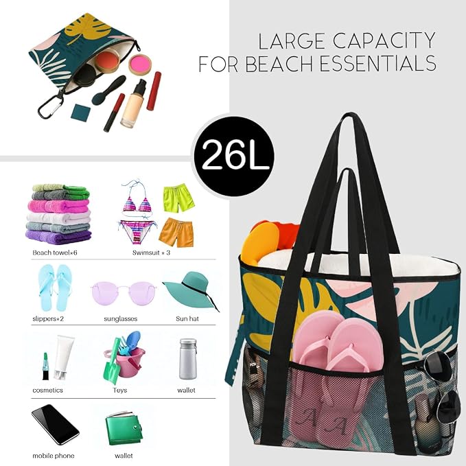 Sandproof Beach Bag with Zipper - Image 3