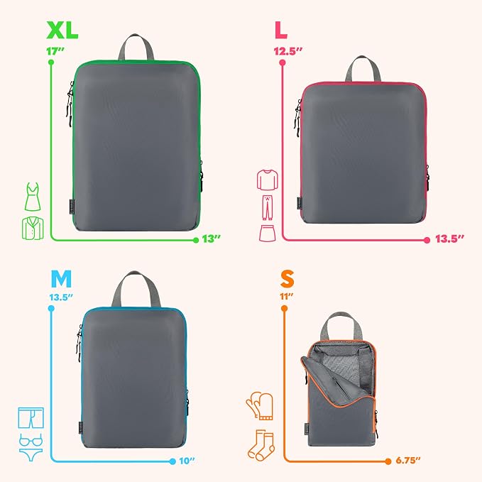 Compression Packing Cubes Travel, 4 Set/6 Set Packing Cubes - Image 4