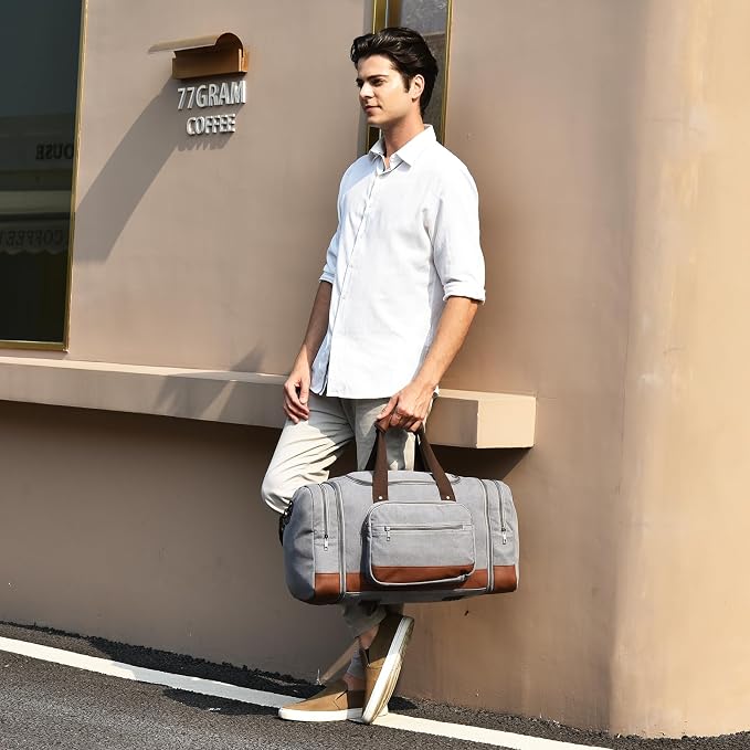 Litvyak Duffle Bag for Travel, Large 60L Canvas Travel Duffel Bags Overnight - Image 7