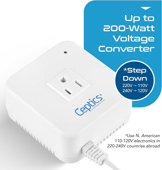 Ceptics 200 Watt Step Down Voltage Converter – Converts 220V/240V to 110V/120V - Image 2