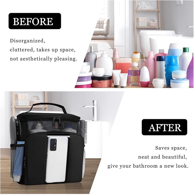 Mesh Shower Caddy, Portable HangingTravel Toiletry Bag Dorm Room Essentials - Image 3