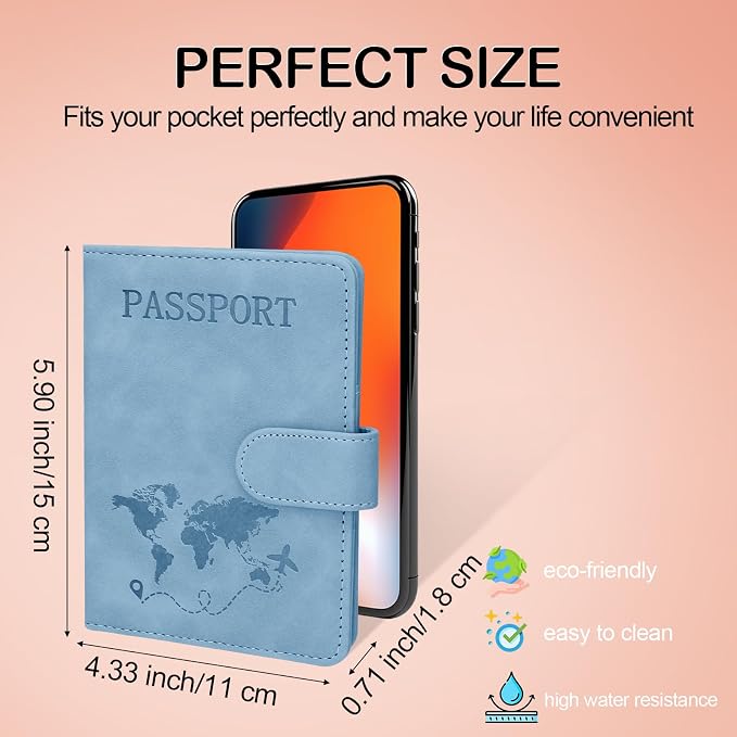 Passport Holders, RFID Blocking Credit Card Holder, PU Leather Vaccine Card - Image 2