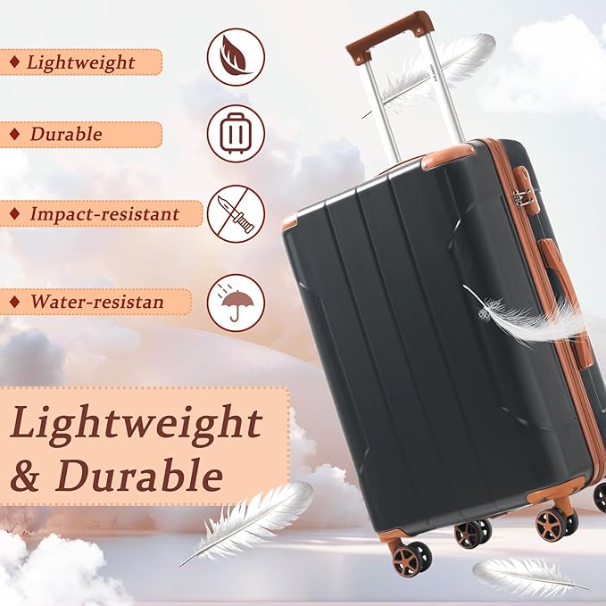 Merax Luggage Sets 3 Piece Hardshell 8 Spinner Wheels Lightweight Suitcase - Image 4